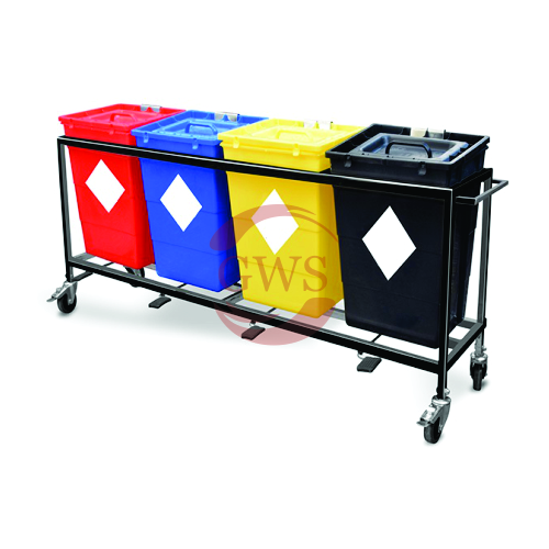 Quadri-Waste Segregation Trolley (Mild Steel) 60 Ltrs