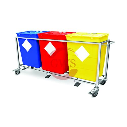 Triple Waste Segregation Trolleys (Stainless Steel) 30 Ltrs